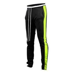Track Pants Mens Hip Hop Premium Slim Fit Athletic Black Green M Sport NEW